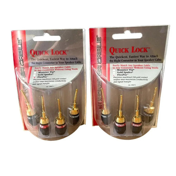 Lot Of 2 Monster Quick Lock Flex Tip Modular Speaker Cable - Picture 1 of 4